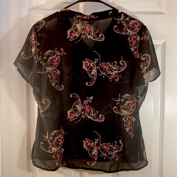 VINTAGE EMMA JAMES Petite paisley Filagree Floral Top - Picture 6 of 11